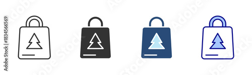 Shopping Bag Icon Set. Designed In Multi Style