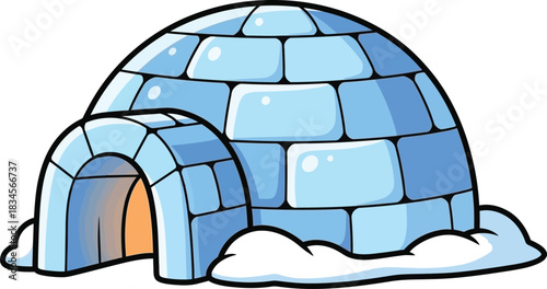 Igloo ice house vector illustration arctic winter snow building isolated on transparent background, Vector