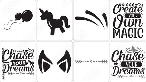 Inspirational quotes and unicorn graphics for crafting