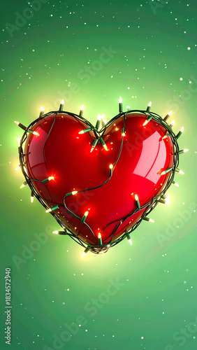 Bold 3d Christmas Lights Heart