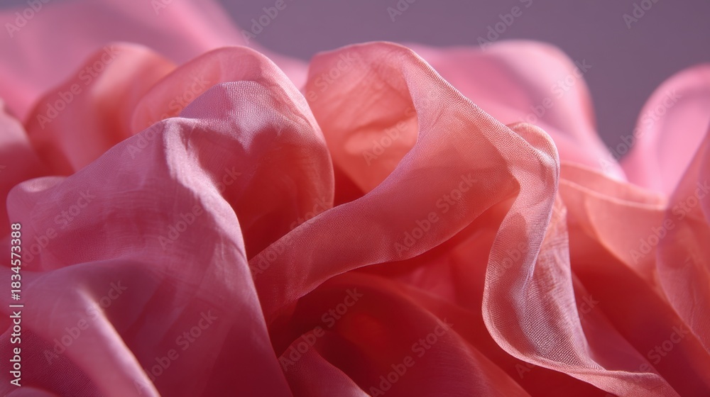 Fototapeta premium Delicate Pink Fabric Drapery with Soft Texture and Flowing Movement, Perfect for Backgrounds, Textile Design, and Fashion Applications