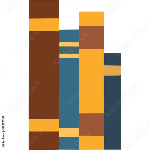 A Lineup Of Four Hardcover Books With Varying Heights And Colors Featuring Brown Blue And Yellow Hues On A White Background Illustrating A Sense Of Knowledge And Learning