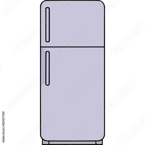 A Light Purple Two Door Refrigerator With Silver Handles On A White Background A Modern Kitchen Appliance For Food Storage With Minimalist Design