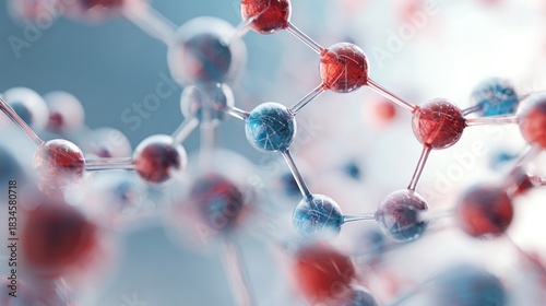 Abstract depiction of a molecule structure with interconnected spheres