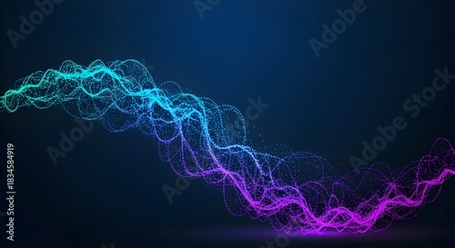 Abstract glowing particles wave in blue and magenta isolated PNG with Transparent Background