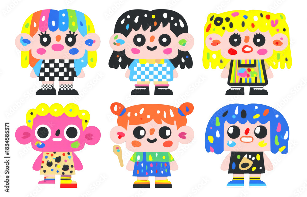Fototapeta premium Colorful Cartoon Characters for Kids with Playful Designs and Patterns