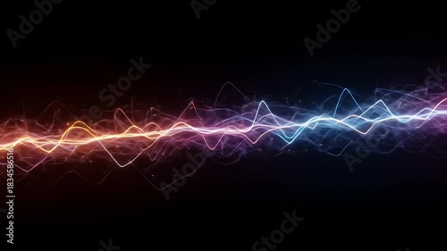 Dynamic Energy Wave Flowing Neon Orange Blue Particles Motion