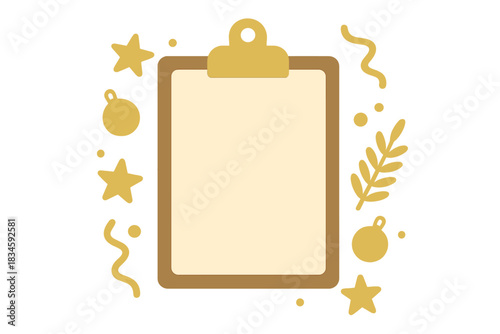 Clipboard adorned with golden decorations