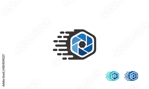Abstract Hexagonal Camera Lens Aperture Symbol with Motion Blur