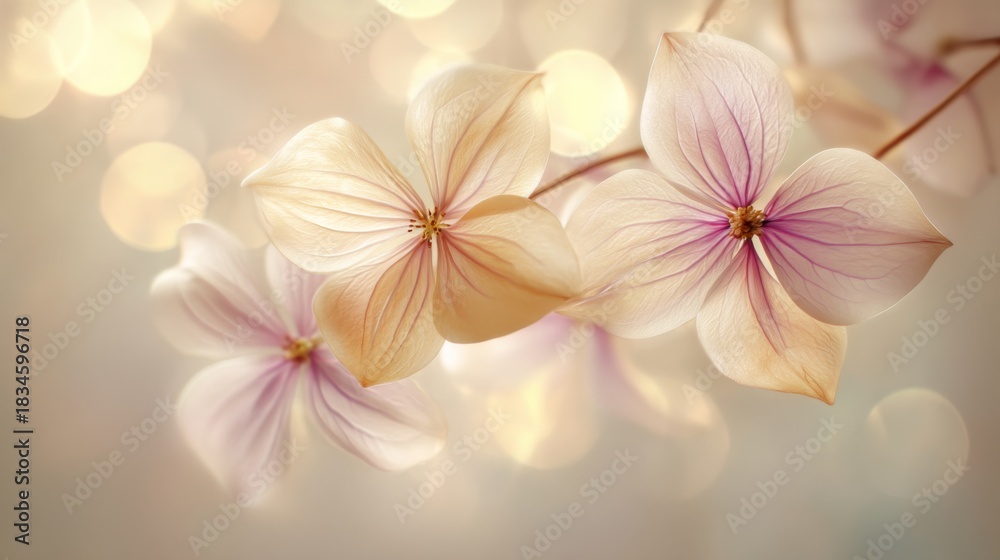 Fototapeta premium Delicate Floral Arrangement with Soft Petals and Blurred Background