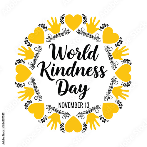 A vibrant graphic illustration for World Kindness Day celebration promoting global compassion and positive awareness
