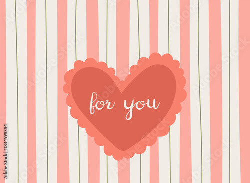 Scalloped Heart on Striped Background