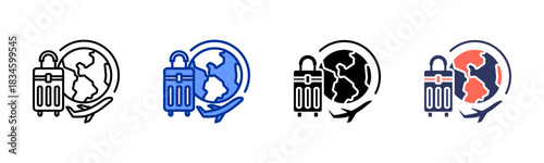 Travel icon set multiple style collection