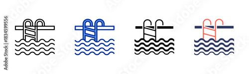 Pool icon set multiple style collection