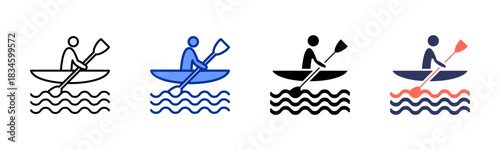 Kayak icon set multiple style collection