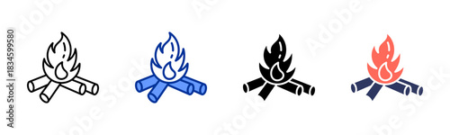 Bonfire icon set multiple style collection