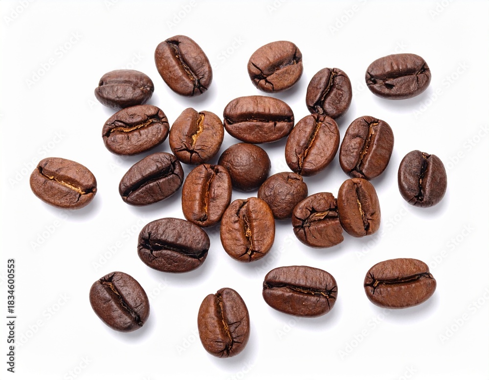 Obraz premium Isolated coffee beans on white background