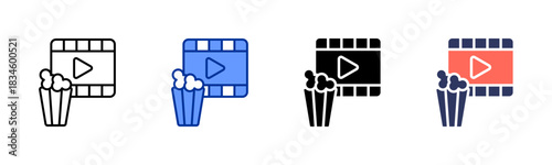 Movie icon set multiple style collection