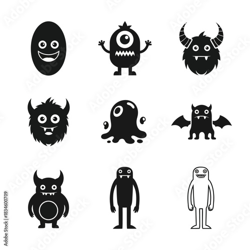 Cute monster face icons