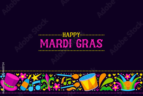 mardi gras carnival banner with decorative background
