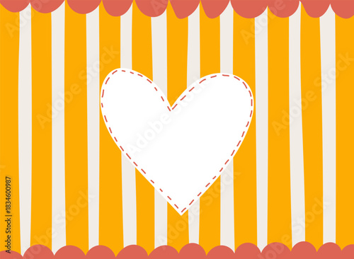 Stitched Heart on Stripe Background