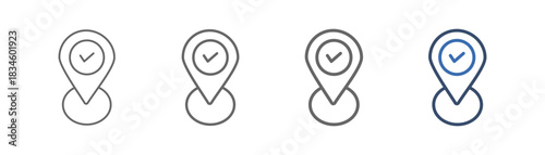
outline icon set placeholder with location and check mark design