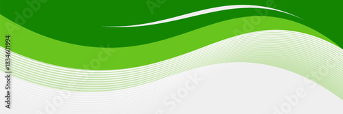 Abstract White and Green wave wide background banner. vector Eps 10
