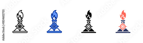 Burner icon set multiple style collection