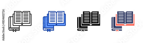 Textbook icon set multiple style collection