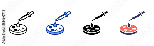 Petri Dish icon set multiple style collection