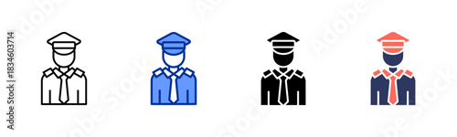 Customs Agent icon set multiple style collection