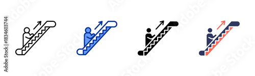 Escalator icon set multiple style collection