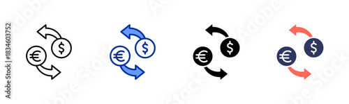 Currency Exchange icon set multiple style collection