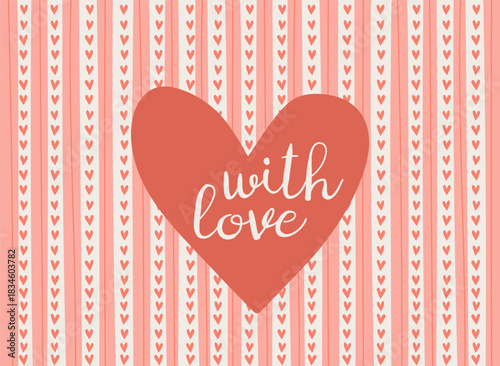 Handdrawn Heart With Love Lettering Background