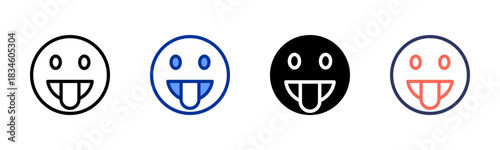 Tongue Out icon set multiple style collection