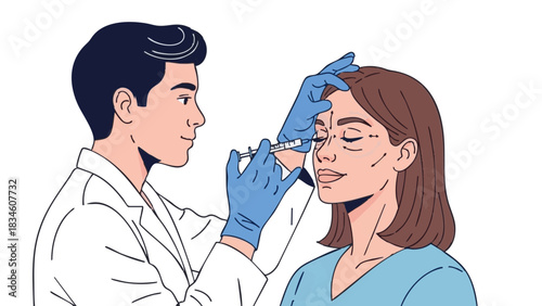 Healthcare professional administering Botox treatment to woman  