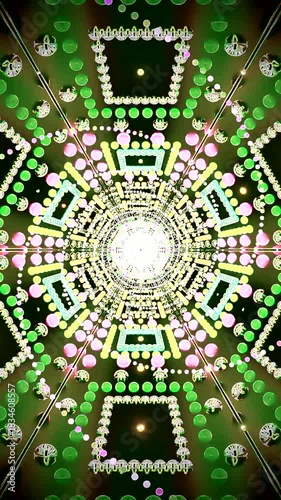 Watch a tunnel loop of vibrant colors and patterns creating motion background for screensaver and live wallpaper use