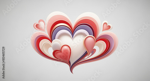 Layered Colorful Heart Illustration with Soft Gradient Design