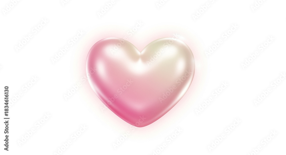 Fototapeta premium Glossy Pearl Pink Heart on White Background