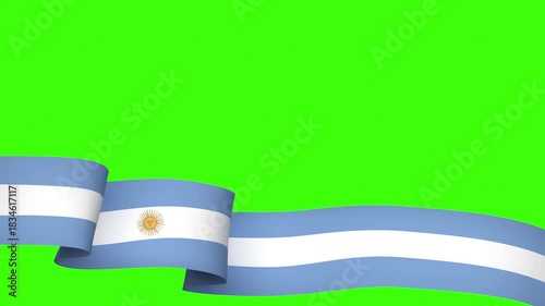 Waving Argentina Flag Ribbon on greenscreen background