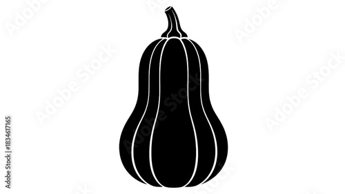 Vector illustration of black silhouette icon of a butternut squash vegetable isolated on transparent background