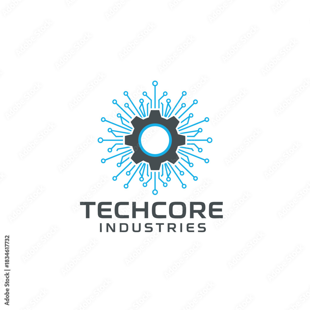 Fototapeta premium Techcore Industries Digital Gear and Circuit Technology Logo