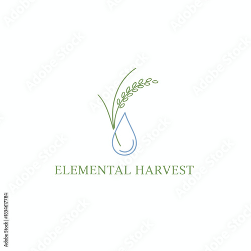 Elemental Harvest Minimalist Rice and Agricultural Logo