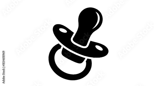Vector illustration of black and white icon of a baby pacifier isolated on transparent background