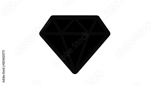 Vector illustration of simple black and white icon of a faceted diamond isolated on transparent background
