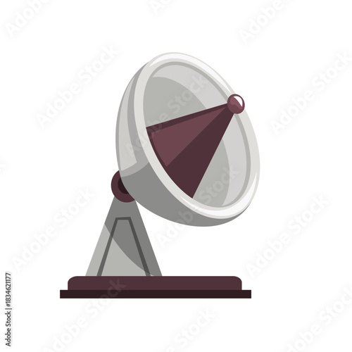 Airport radar icon, parabolic radar icon, aviation radar antenna vector illustration, used for monitoring airplane landing and airport flight operations