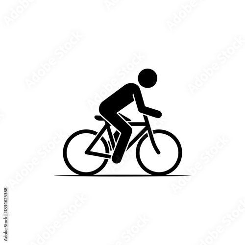 Silhouette of a cyclist riding a bicycle on a white background.