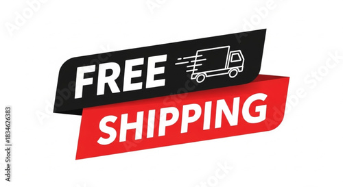 Free Shipping Banner with Truck Icon - A promotional graphic indicating complimentary delivery services for customers