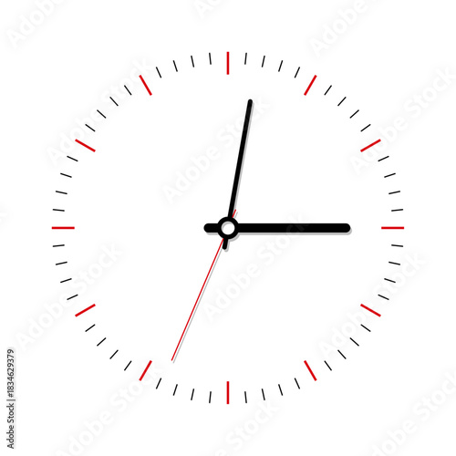 Clock dial watch face vector. Black clock icon with analog faces and clockwise arrows Vector illustration