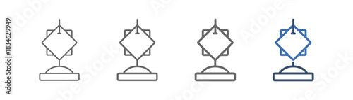 
outline icon set paper holder with paper and needle design